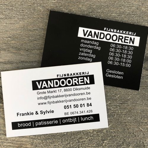 ontwerp visitekaartje fijnbakkerij Vandooren